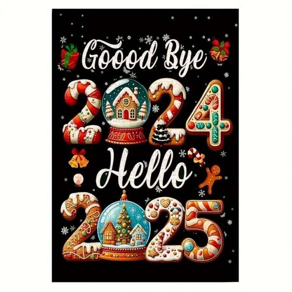 Happy New Year Garden Flag Holiday Gingerbread Outside Home Decor Brand New